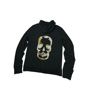 Zadig & Voltaire Comfy Skull Black Metallic Skull Embroidered Zip Hoodie Size M